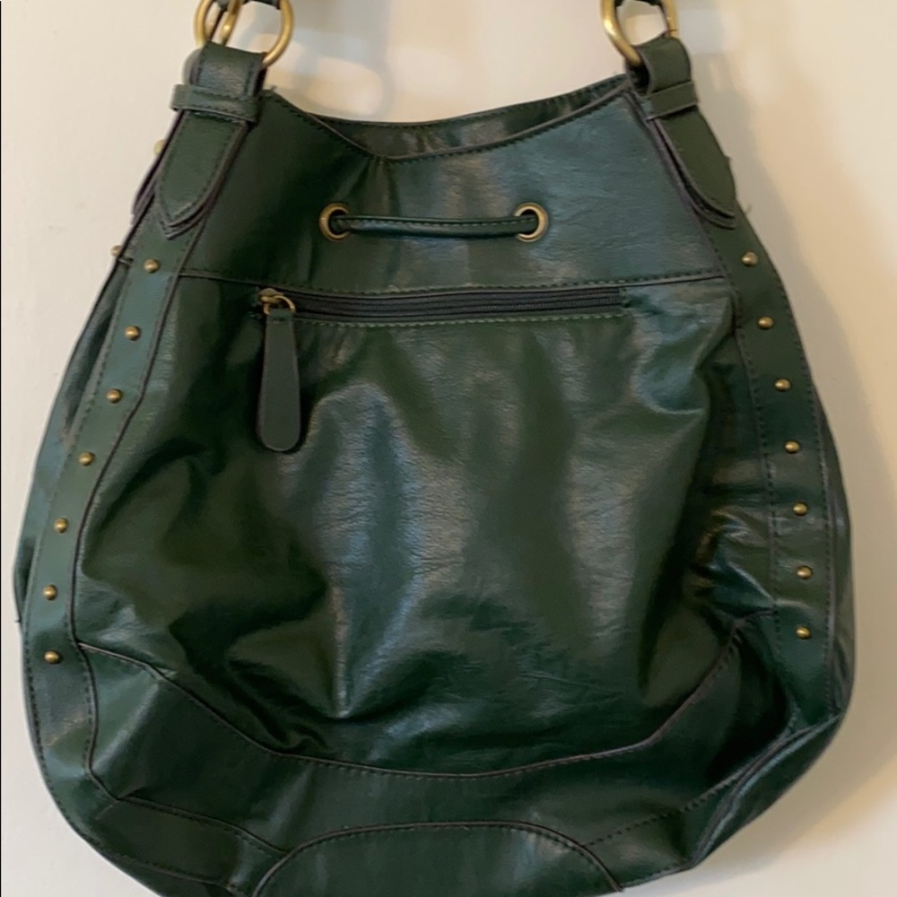 BUENO Shoulder bag in dark green trimmed in gold! - Picture 8 of 16
